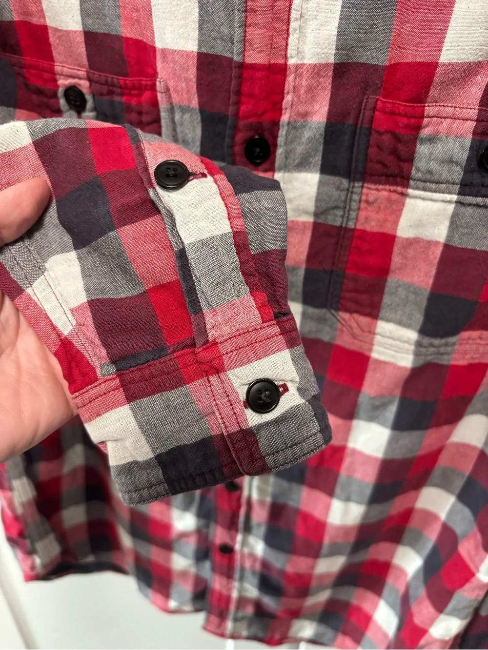 J. Crew Red Black White Plaid Long-Sleeve Button-Down Shirt